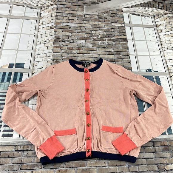 Women’s The Webster Pink & Blue Rayon Blend Button Down Pocket Cardigan (M) P02 - Picture 1 of 9